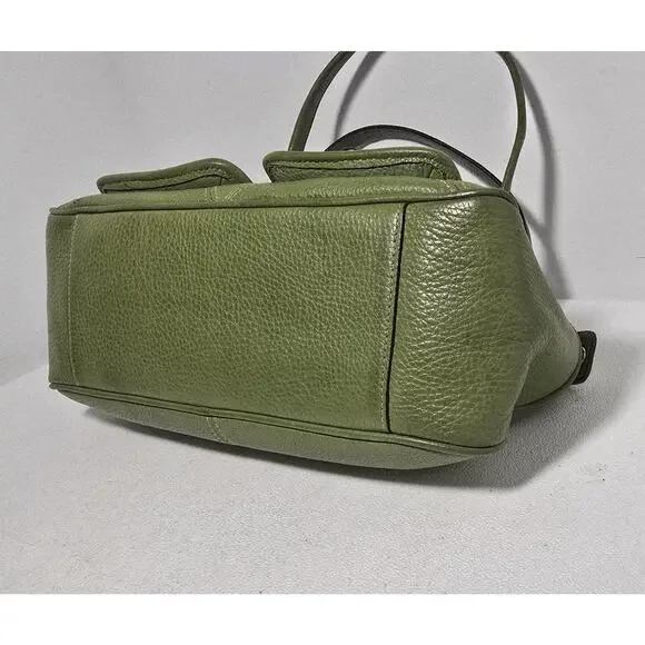Fossil Satchel Purse Tote Green Leather Top Handles Buckle Pockets Doctors Bag - Picture 9 of 14